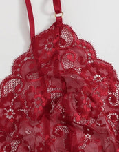 Load image into Gallery viewer, Red Floral Lingerie Set