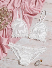 Load image into Gallery viewer, Satin White Lingerie Set