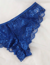 Load image into Gallery viewer, Blue Floral Lace Lingerie Set