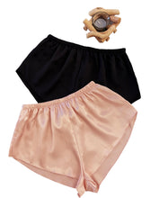 Load image into Gallery viewer, Silk Peach and Black Shorts