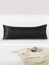 Load image into Gallery viewer, Black Long Silk Pillowcase Cover