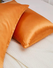 Load image into Gallery viewer, Premium Satin Orange Pillowcase (2 pcs)