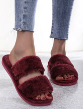Load image into Gallery viewer, Burgundy Fluffy Slippers