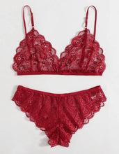 Load image into Gallery viewer, Red Floral Lingerie Set