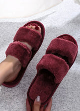 Load image into Gallery viewer, Burgundy Fluffy Slippers