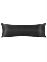 Load image into Gallery viewer, Black Long Silk Pillowcase Cover
