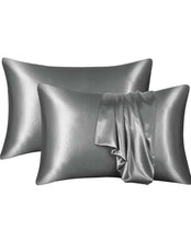 Load image into Gallery viewer, Premium Satin Gray Pillowcase (2pcs)