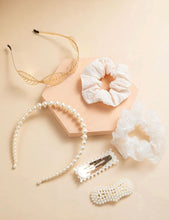 Load image into Gallery viewer, All White Hair Accessories Set