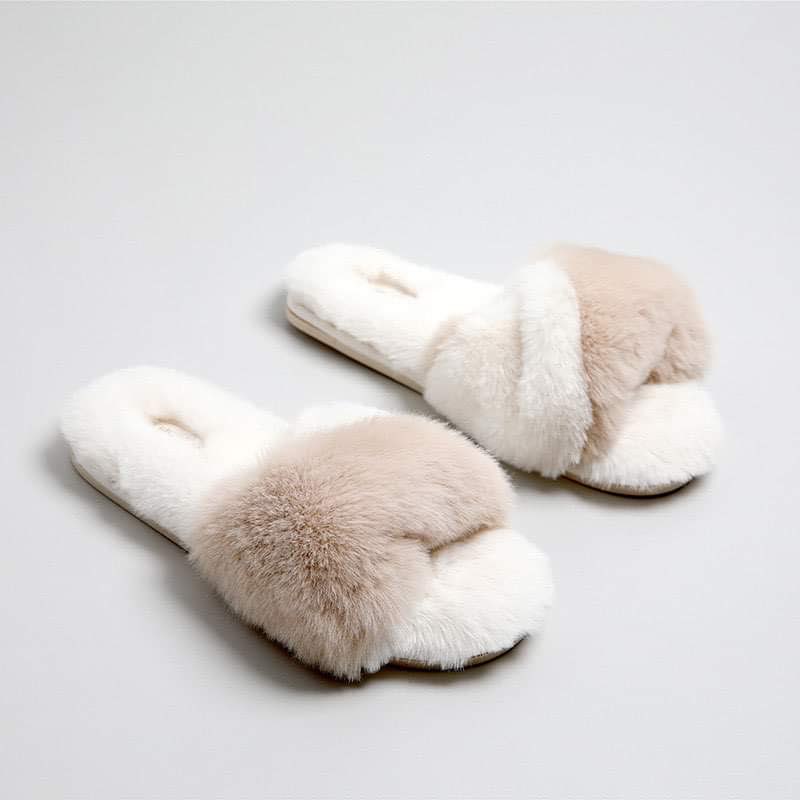Fashion Winter Women House Slippers Faux Fur Warm Slide Fluffy Flat Shoes  Female Slip On Home Furry Cotton Slippers-white @ Best Price Online | Jumia  Egypt