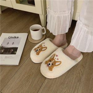Puppy Plush Slippers with Loving Heart