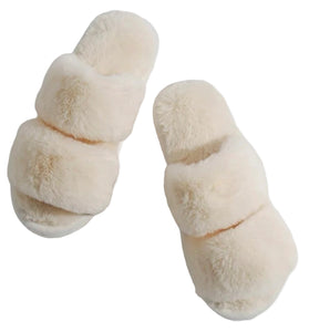 Fluffy White House Slippers