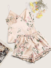 Load image into Gallery viewer, Floral Cami Ruffled Hem Shorts
