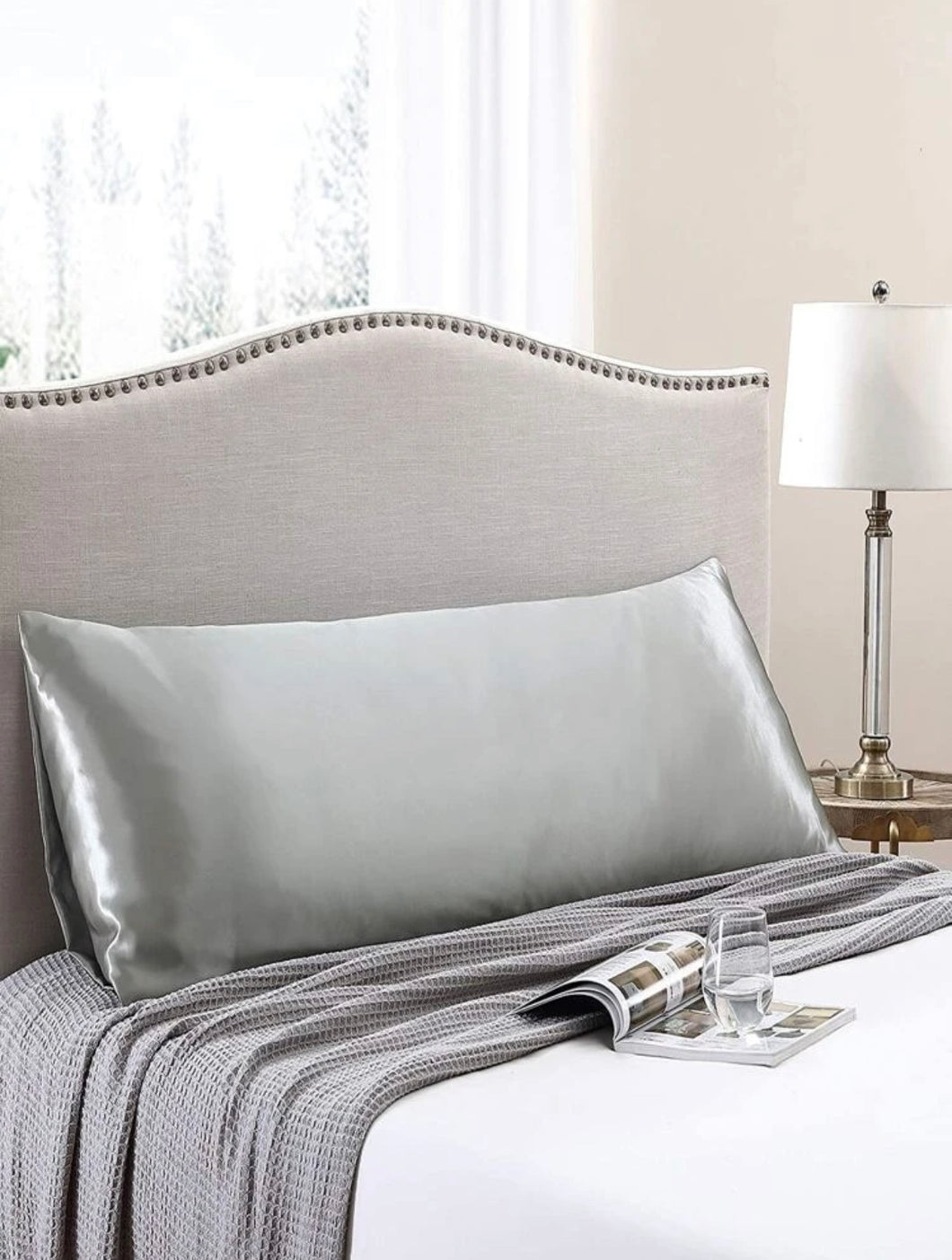 Light Gray Silk Long Pillowcase