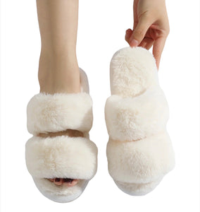 Fluffy White House Slippers