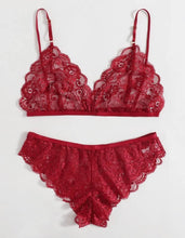 Load image into Gallery viewer, Red Floral Lingerie Set

