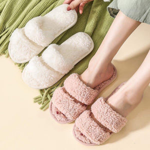 Fluffy Open Toe Slippers