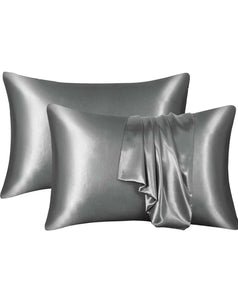 Premium Satin Gray Pillowcase (2pcs)