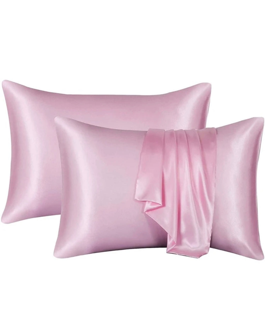 Premium Satin Pink Pillowcase  (2pcs)