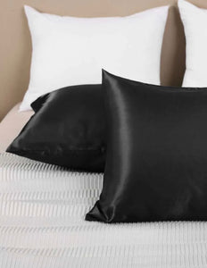 Premium Satin Black Pillowcase  (2pcs)