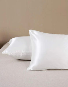 Premium Silk Satin White Pillowcase  (2pcs)